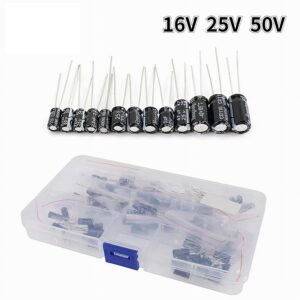 120PCS 16V 25V 50V Aluminum Electrolytic Capacitors Kit 12 Values 1uF-470uF , 0.22uF-470uF DIP Electrolyte Capacitor