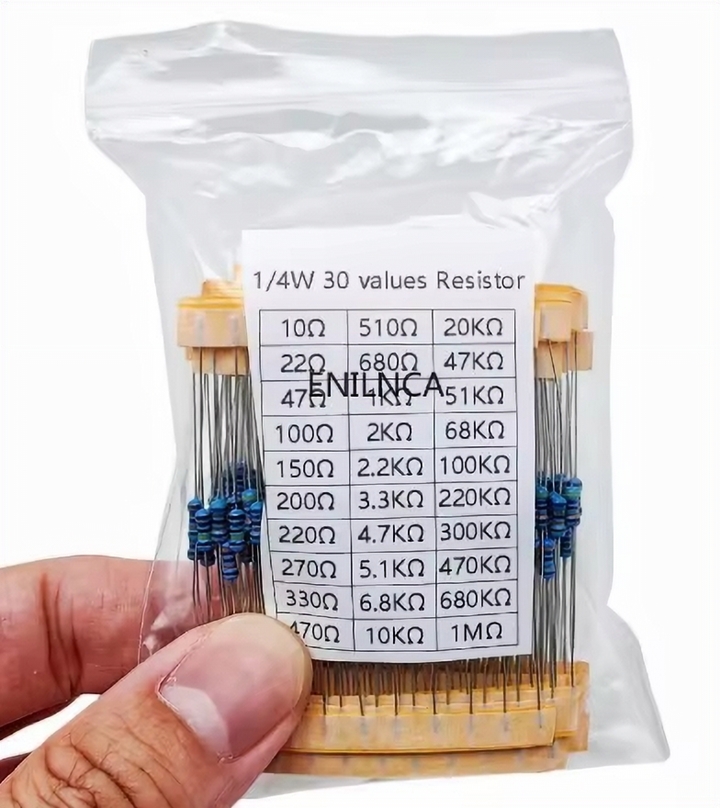 300Pc 1/4W Resistance 1% Metal Film Resistor Pack Assorted Kit 1K 10K 100K 220ohm 1M Resistors 300pcs/set - Image 2