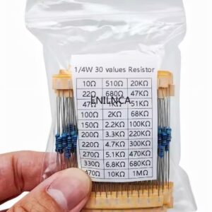 300Pc 1/4W Resistance 1% Metal Film Resistor Pack Assorted Kit 1K 10K 100K 220ohm 1M Resistors 300pcs/set