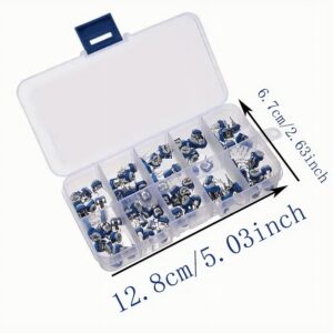 100pcs Blue and White Adjustable Resistance 100R 1K Ohm 10 Specifications 100 Fine Tuning Potentiometer