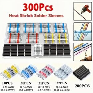 300-piece soldering connector kit with various terminals, plugs, and adapters for DIY electronics, repairs, and prototyping projects