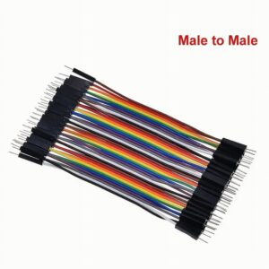 40-piece male to male jumper wire set with multicolor Dupont cables for Arduino, breadboard, and electronics prototyping connections