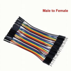 40-piece female to male jumper wire set with multicolor Dupont cables for Arduino, breadboard, and electronics prototyping connections