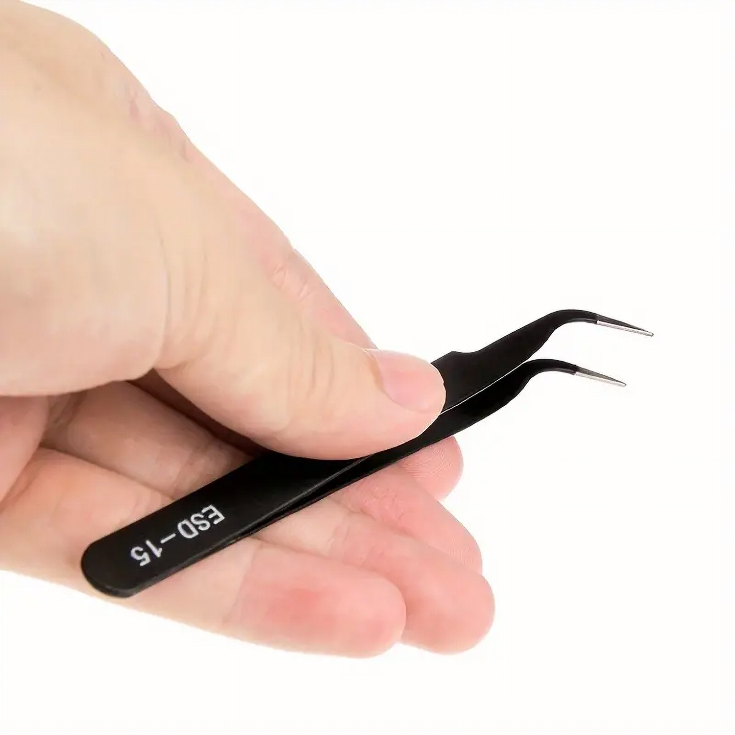 “6pcs Precision Curved ESD Anti-Static Stainless-Steel Tweezers Set for Electronics Repair” “Precision curved anti-static stainless-steel tweezers set for SMD and PCB work”